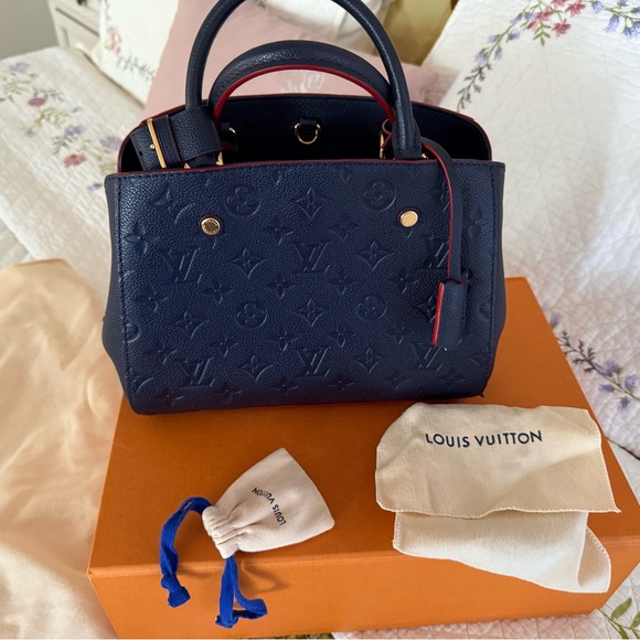 Louis Vuitton Montaigne Crossbody BB Navy Leather Monogram Empreinte - Picture 9 of 15